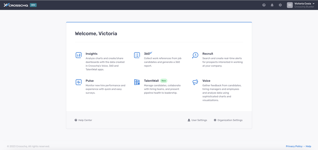Log into Crosschq Organizations