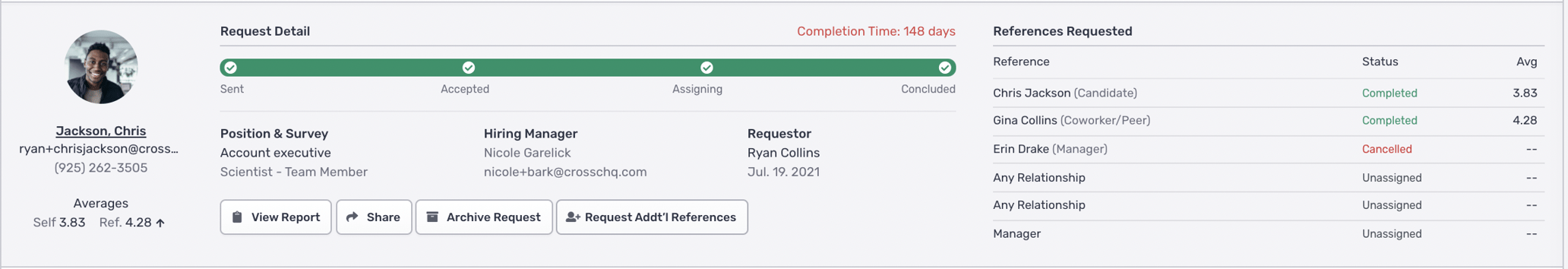 Requesting References from a Candidate